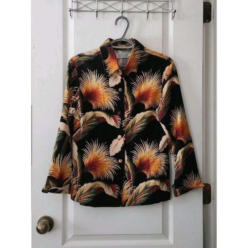 SILVERADO‎ New Mexico USA Women's Collared Neck Blouse Long Sleeve Cotton Size S